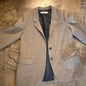 Zara Women's Brown Checked Blazer